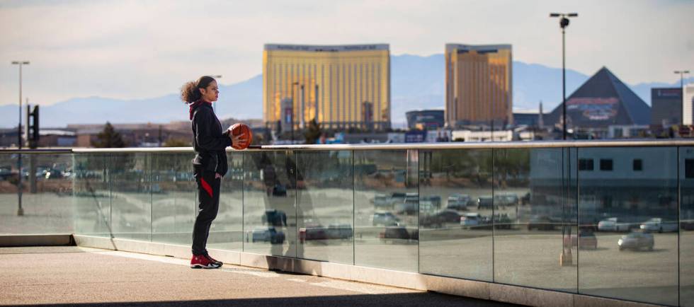 UNLV Lady Rebels guard Essence Booker poses for a portrait at UNLV on Friday, Jan. 28, 2022, in ...