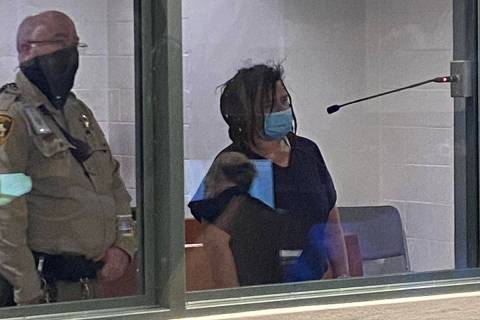 Tiffani Willis appears in Las Vegas Justice Court on Thursday, Jan. 27, 2022. She is facing cha ...