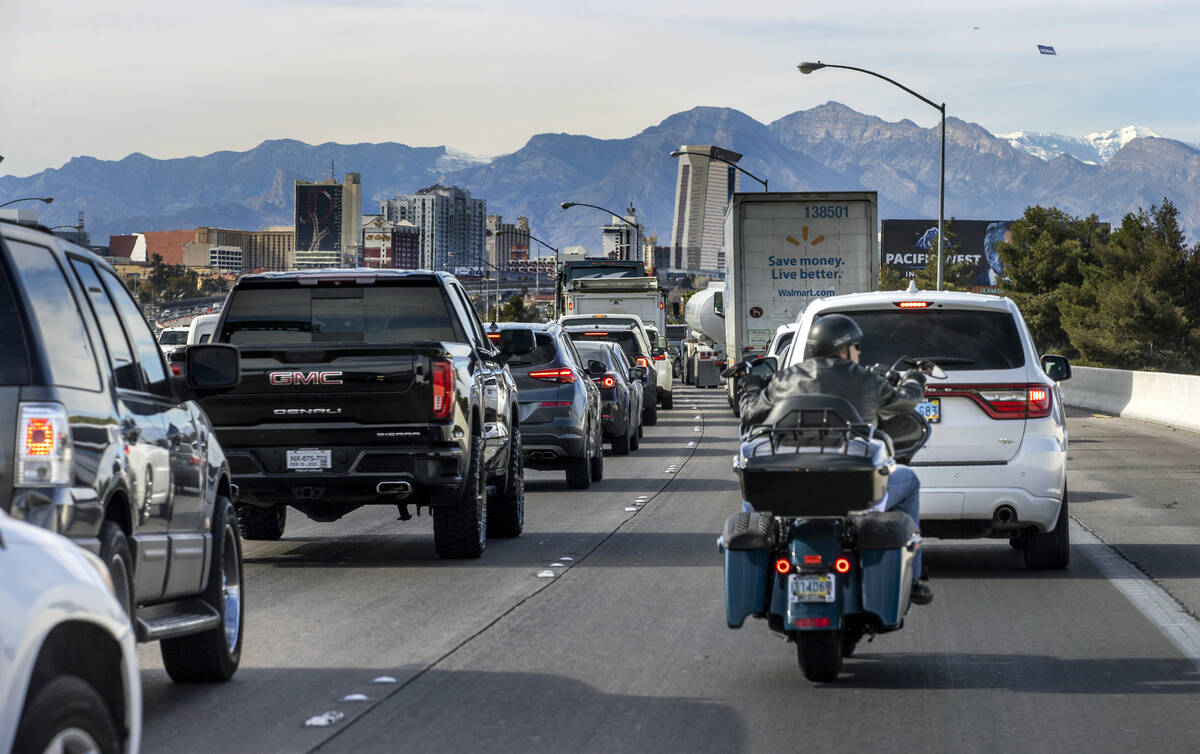 Motorists slowly inch up the U.S. 95 North near Eastern Avenue for the planned Downtown Access ...