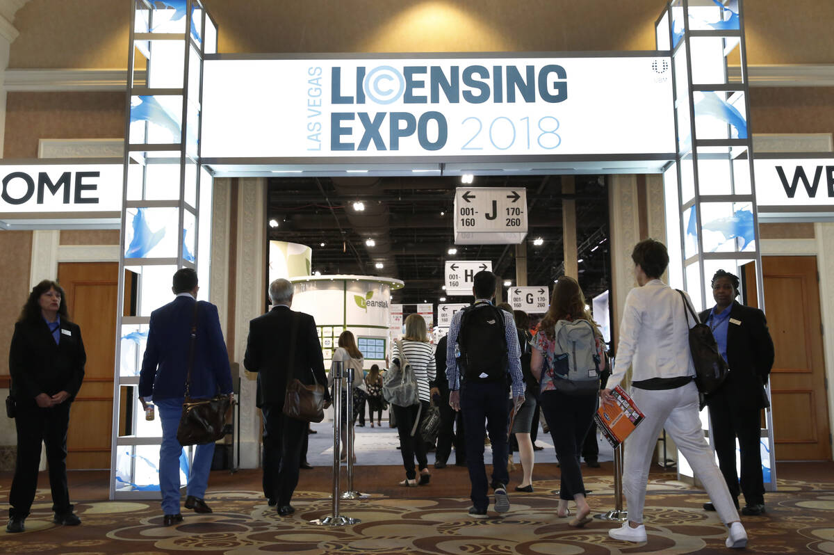 Expogoers arrive at the 2018 Licensing Expo on Tuesday, May 22, 2018, in Las Vegas. Bizuayehu T ...