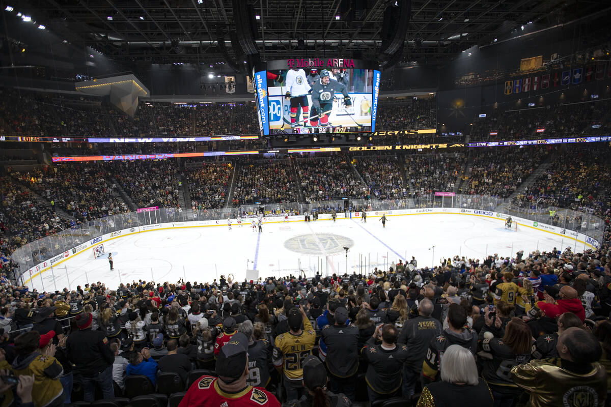 Golden Knights fans welcome Rangers right wing Ryan Reaves (75), a former Golden Knight, back t ...