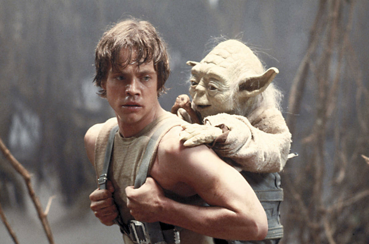 Mark Hamill as Luke Skywalker and Yoda in "Star Wars: Episode V — The Empire Strikes Back" (1 ...