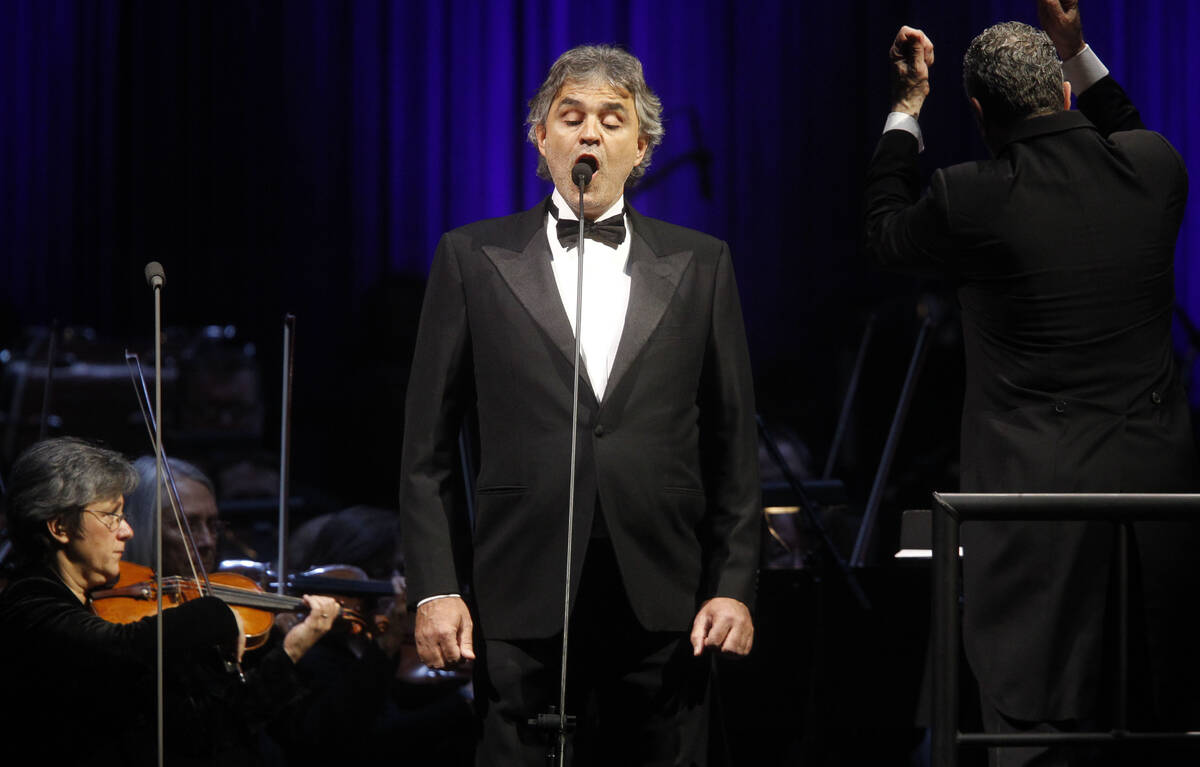 Singer Andrea Bocelli performs during a concert at Madison Square Garden Thursday, Dec. 2, 2010 ...