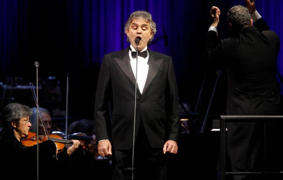 Singer Andrea Bocelli performs during a concert at Madison Square Garden Thursday, Dec. 2, 2010 ...