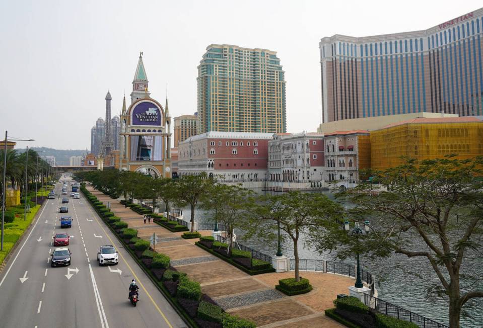 This April 10, 2020, file photo shows a view of the Cotai Strip in Macao. (Inside Asian Gaming)