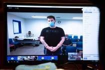 Aaron Kruse appears in court remotely while in custody for his sentencing hearing in a fatal DU ...