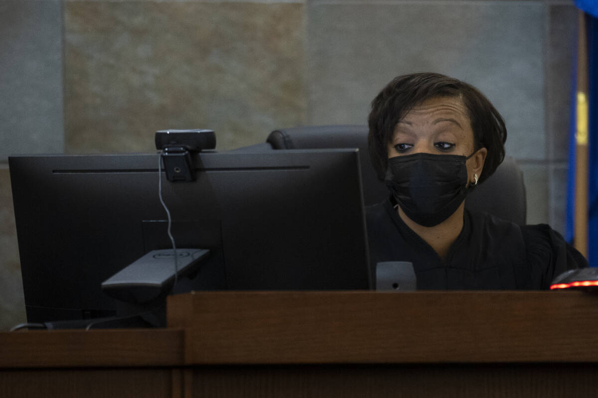 District Judge Tierra Jones during a sentencing hearing for Aaron Kruse at the Regional Justice ...