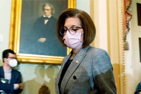 Sen. Catherine Cortez Masto, D-Nev., leaves a Democratic strategy meeting at the Capitol in Was ...