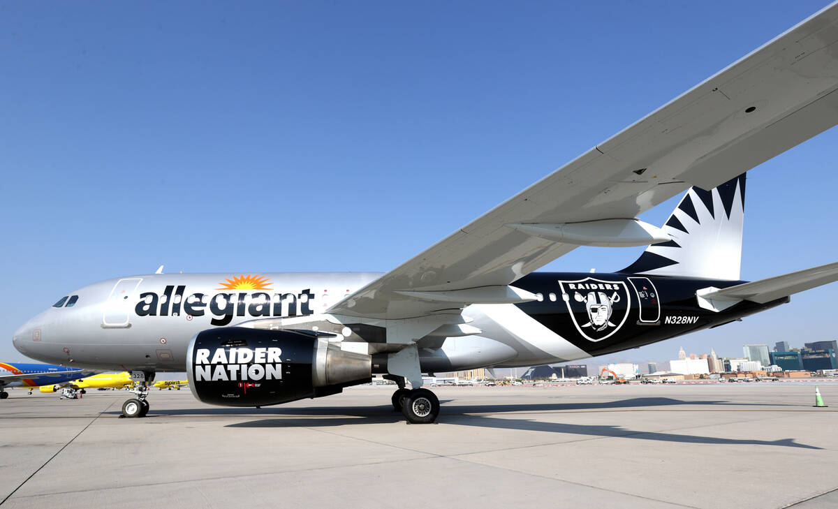 Allegiant Air and the Raiders introduce the Las Vegas-based airline’s Raiders-themed air ...