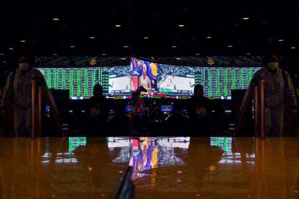 Super Bowl prop bets are released on the board at the Westgate SuperBook on Thursday, Feb. 3, 2 ...