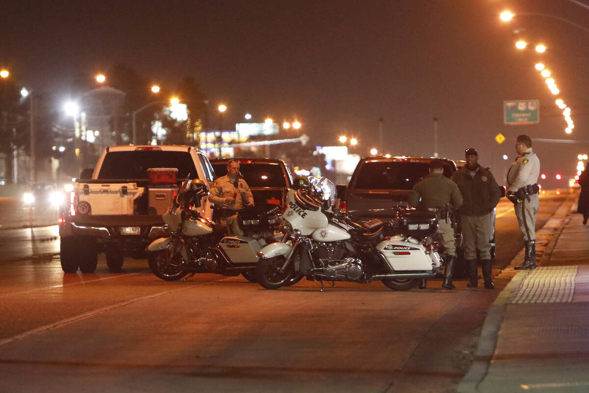 Las Vegas police investigate a fatal accident near the intersection of Boulder Highway and Indi ...