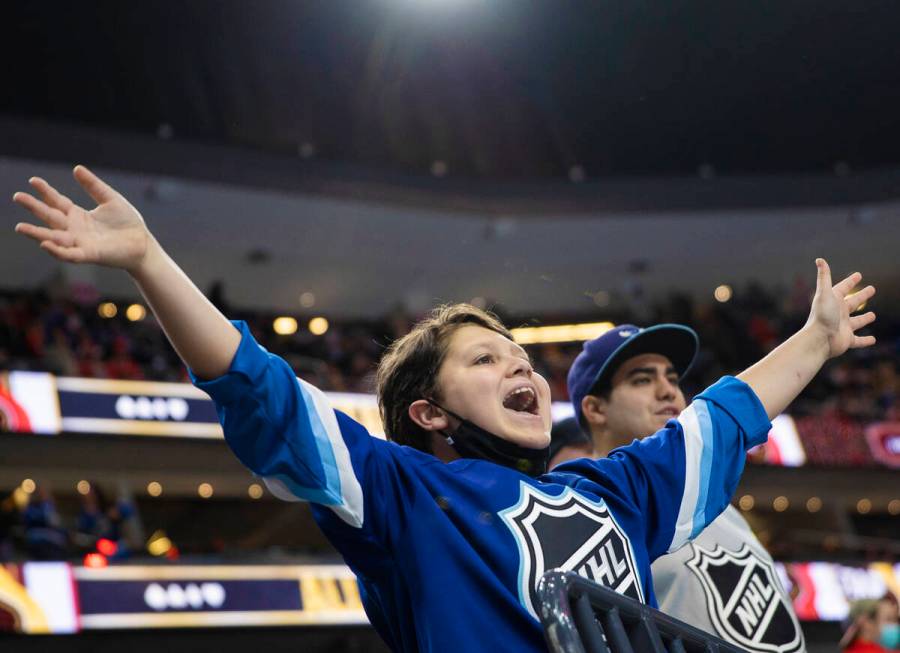 Fans fill T-Mobile Arena during the NHL All-Star Game on Friday, Feb. 4, 2022, in Las Vegas. (B ...