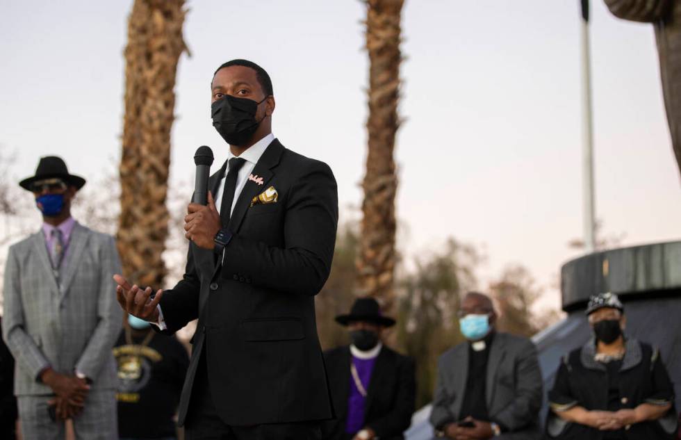 County Commissioner William McCurdy II speaks during an event honoring the victims of the North ...