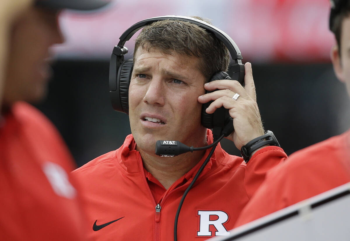 Rutgers head coach Chris Ash looks on from the sidelines against Washington in the first half o ...