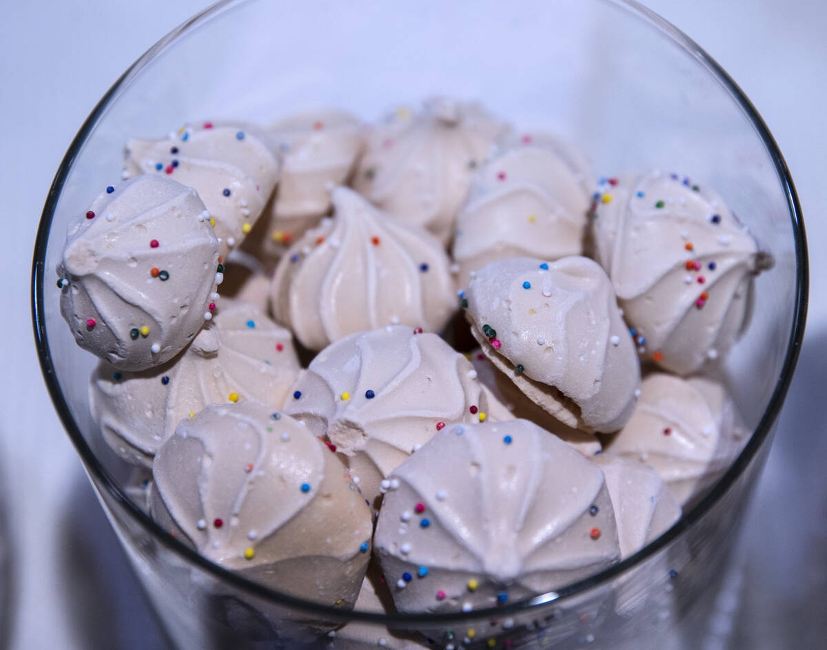 Birthday cakes are displayed at Bella b booth during the Fancy Food Show at the Las Vegas Conve ...