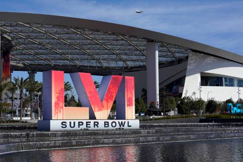 The exterior of SoFi Stadium is seen days before the Super Bowl NFL football game Tuesday, Feb. ...