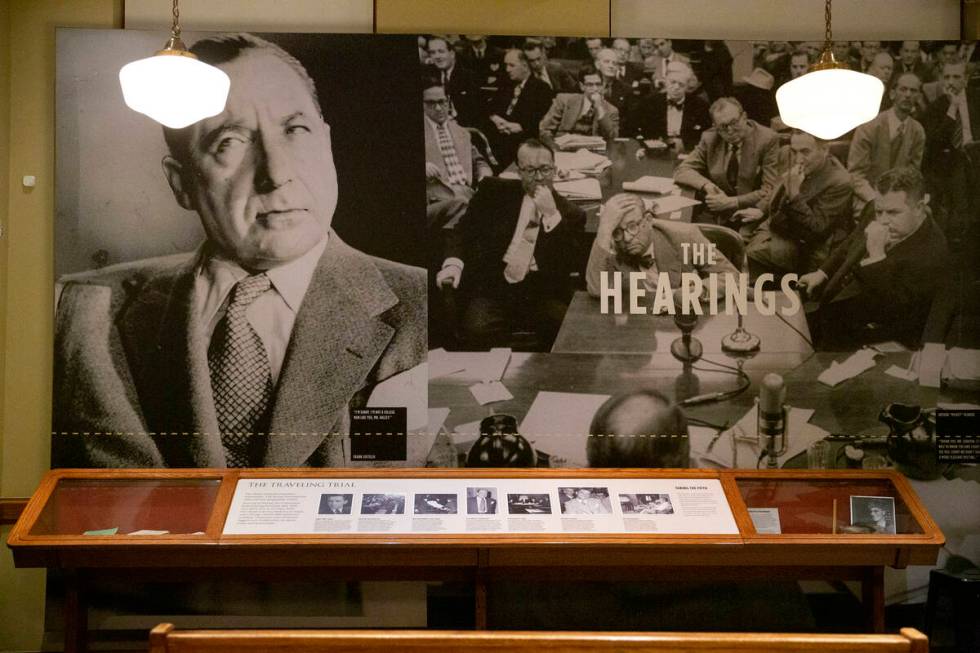 The courthouse exhibit at The Mob Museum on Thursday, Feb. 10, 2022, in Las Vegas. (Ellen Schmi ...