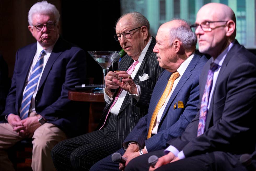 Former mayor Oscar Goodman, second from left, speaks during a panel discussion at The Mob Museu ...