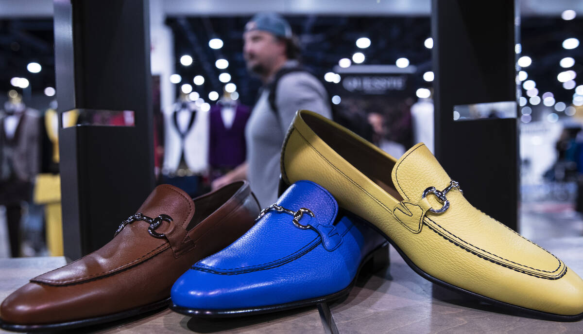 Designer shoes are displayed at the biannual MAGIC show, a trend-driven and young contemporary ...