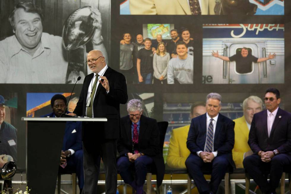 Mike Madden shares recollections of his father during a memorial service for former NFL coach a ...