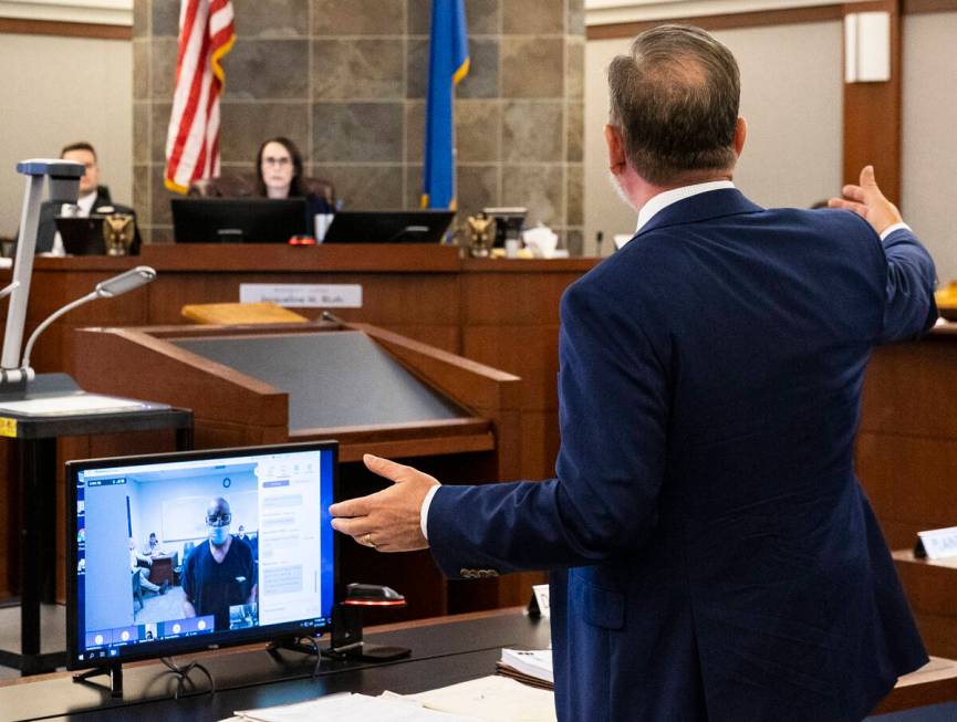 Gary Walker, left, appears in court via videoconference during his sentencing for voluntary man ...