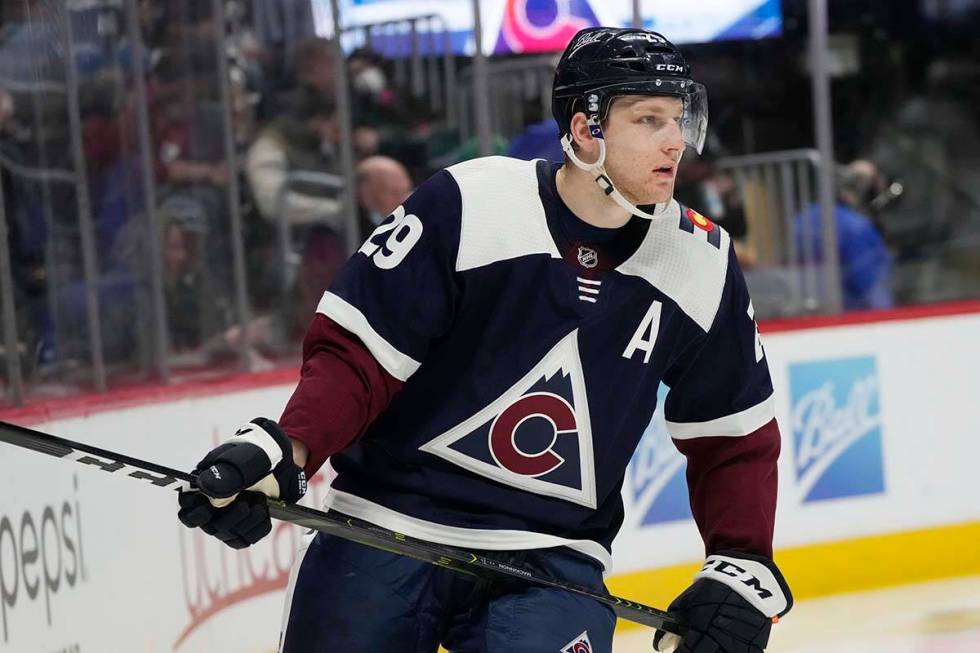 Colorado Avalanche center Nathan MacKinnon (29) in the second period of an NHL hockey game Tues ...