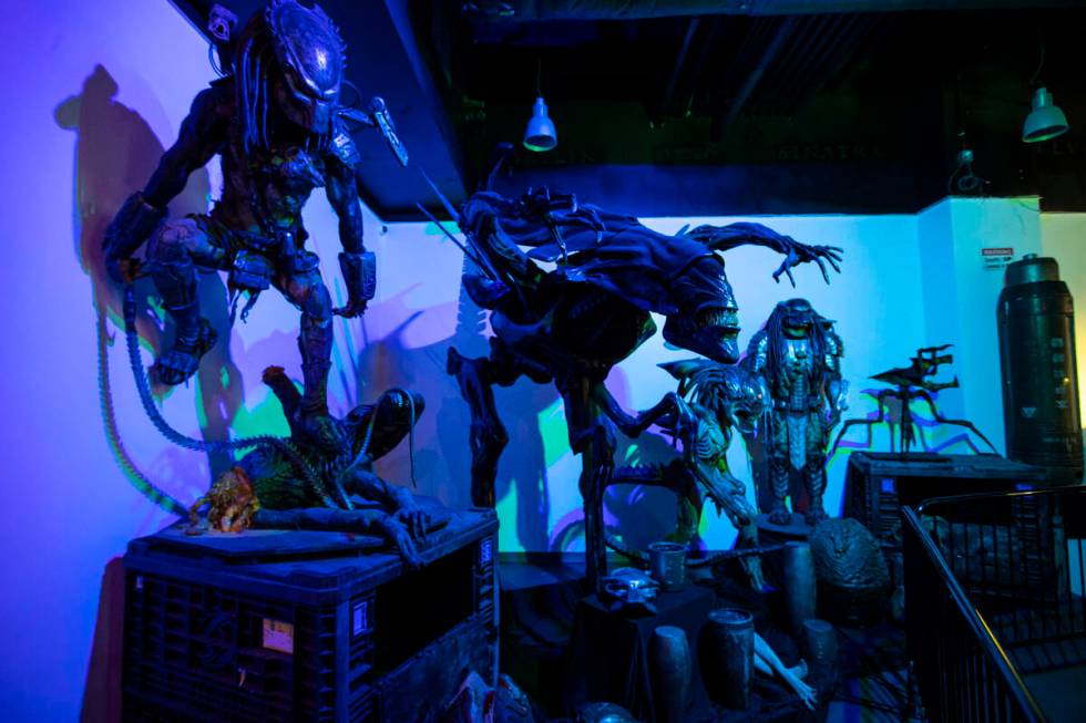 Props from the “Alien” and “Predator” movie franchises are seen dur ...