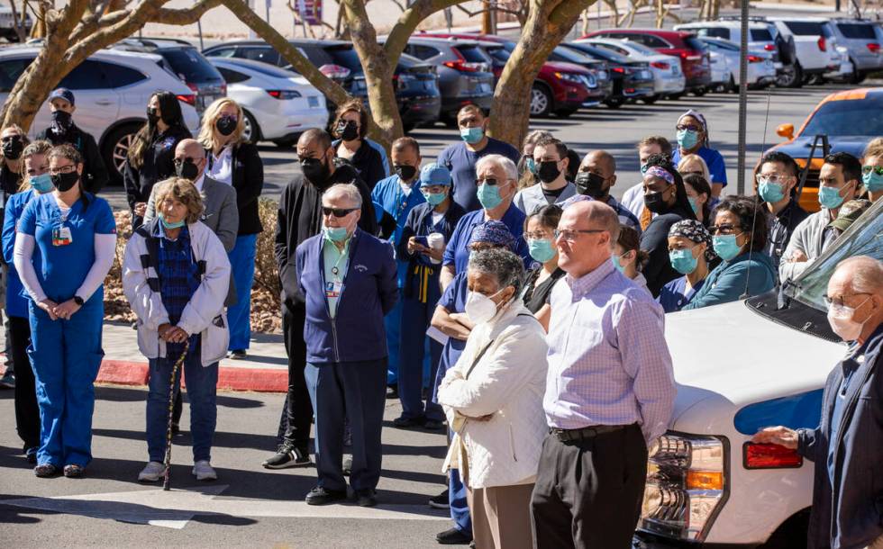 Attendees listen to words of support and encouragement during a nondenominational citywide pray ...