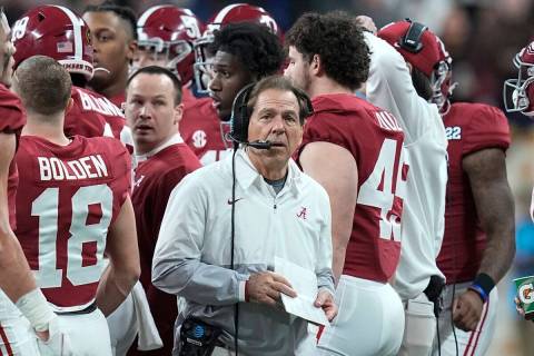 Alabama head coach Nick Saban watches during the second half of the College Football Playoff ch ...