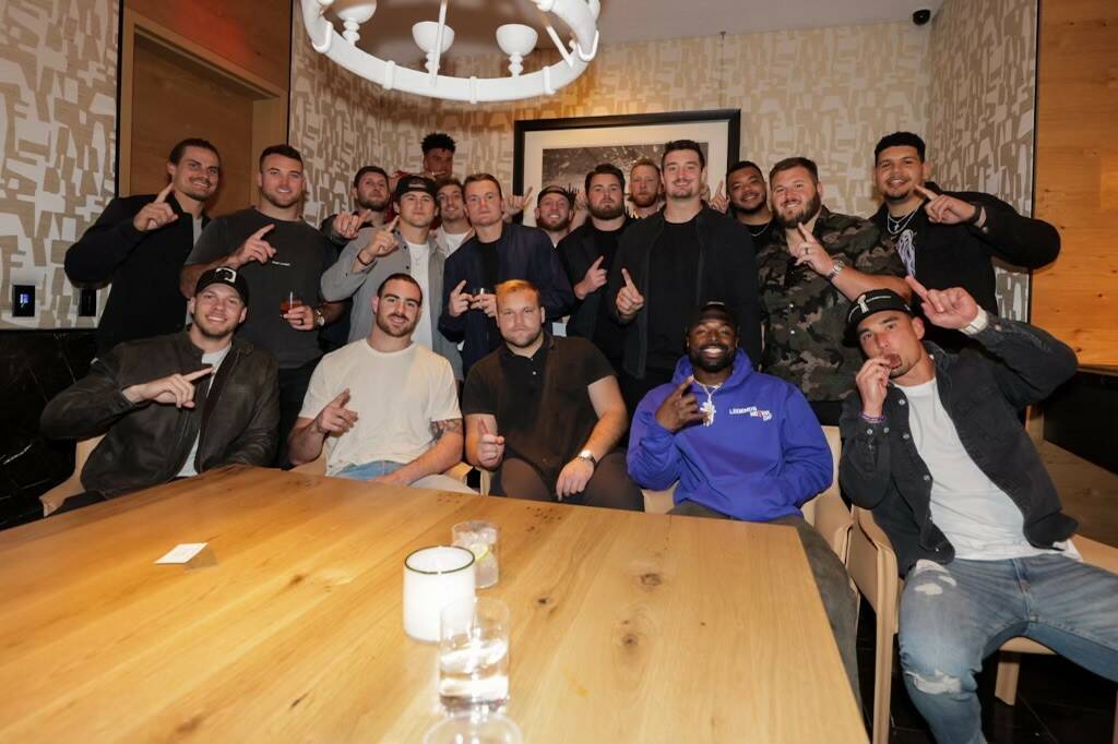 Members of the Los Angeles Rams celebrate their Super Bowl LVI victory party at Casa Playa at W ...