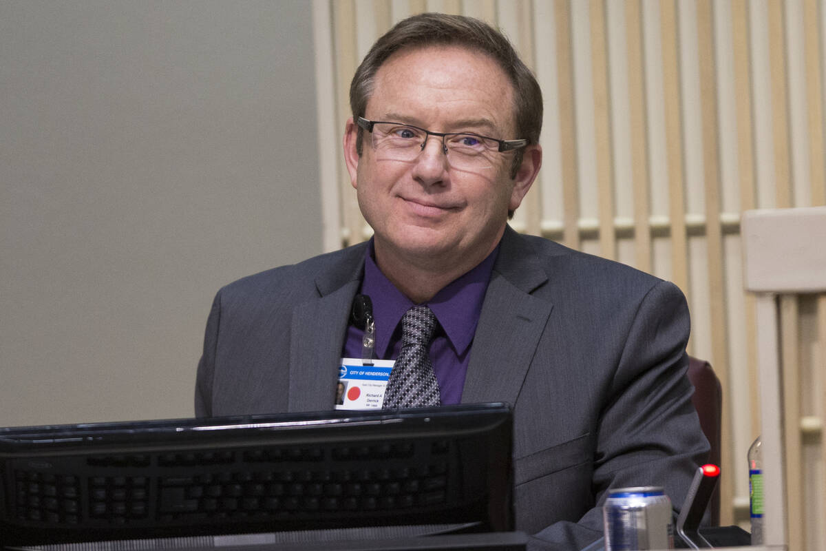 Henderson Interim City Manager Richard Derrick during a city council meeting at Henderson City ...