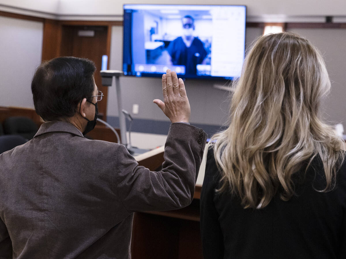 Dany Teves, the husband of a DUI crash victim Susan Teves, 58, prepares to deliver his victim i ...