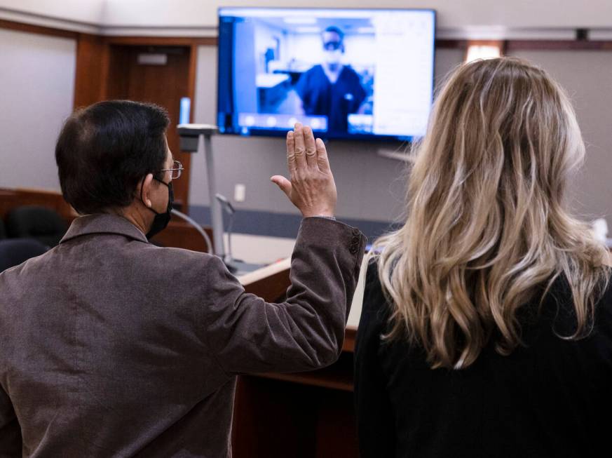 Dany Teves, the husband of a DUI crash victim Susan Teves, 58, prepares to deliver his victim i ...