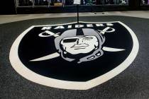 The Raiders logo is shown on Wednesday, April 14, 2021, in Henderson. L.E. Baskow/Las Vegas Rev ...