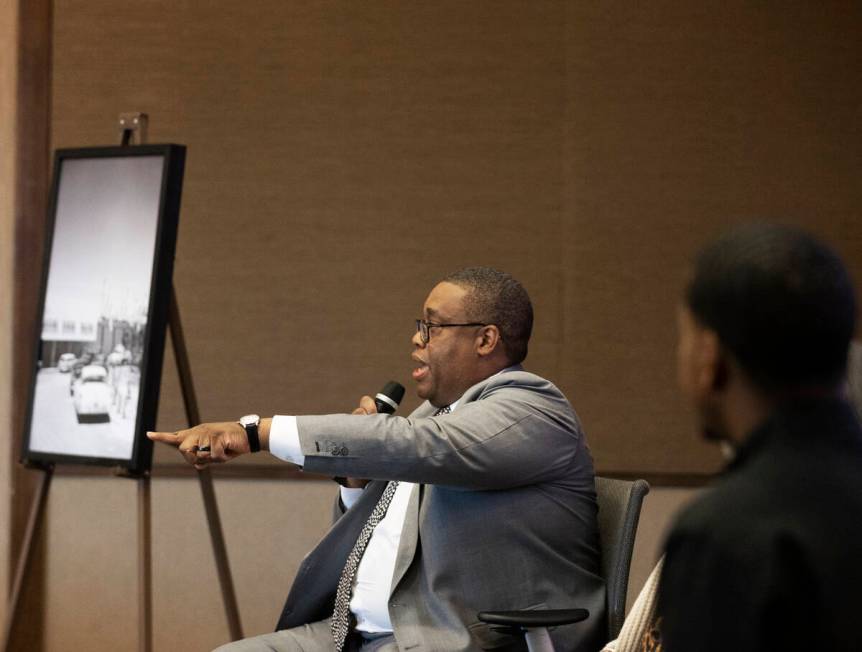 Councilman Cedric Crear, left, speaks during “The Social Life of the Historic Westside&q ...