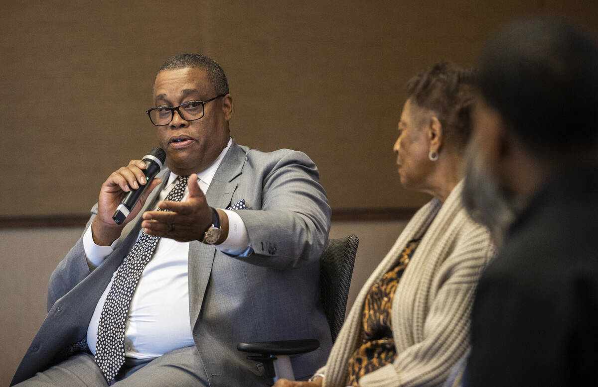 Councilman Cedric Crear, left, speaks during “The Social Life of the Historic Westside&q ...