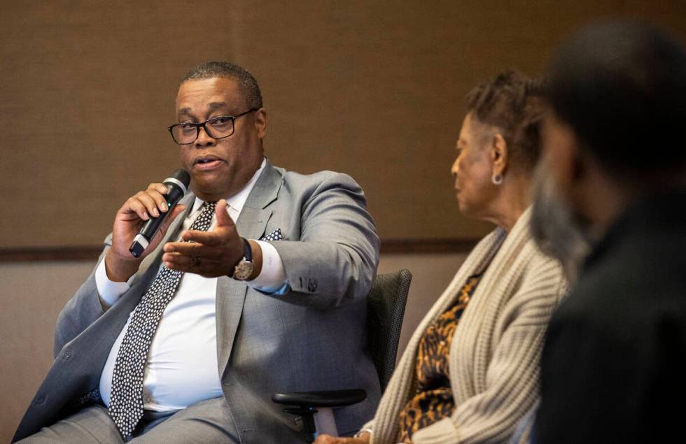 Councilman Cedric Crear, left, speaks during “The Social Life of the Historic Westside&q ...