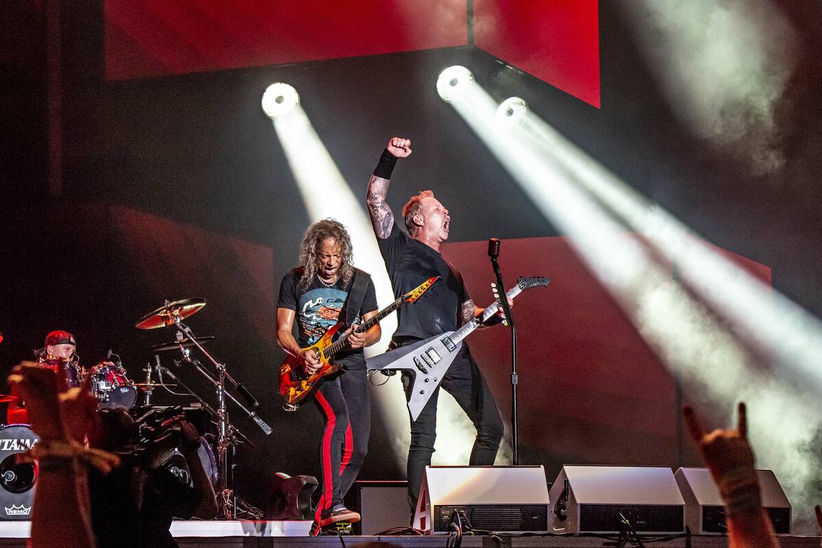 Kirk Hammett, left, and James Hetfield of Metallica perform on Day 2 of the Austin City Limits ...
