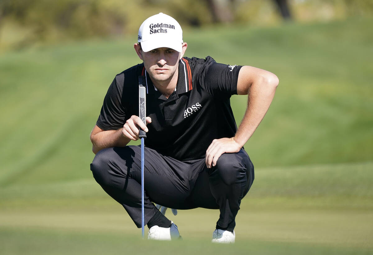 Patrick Cantlay prepares to putt on the second hole during the Phoenix Open golf tournament Fri ...