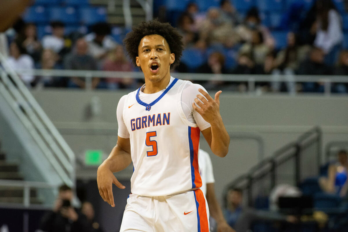 Bishop Gorman's Darrion Williams during the NIAA Class 5A boys basketball state semifinal again ...