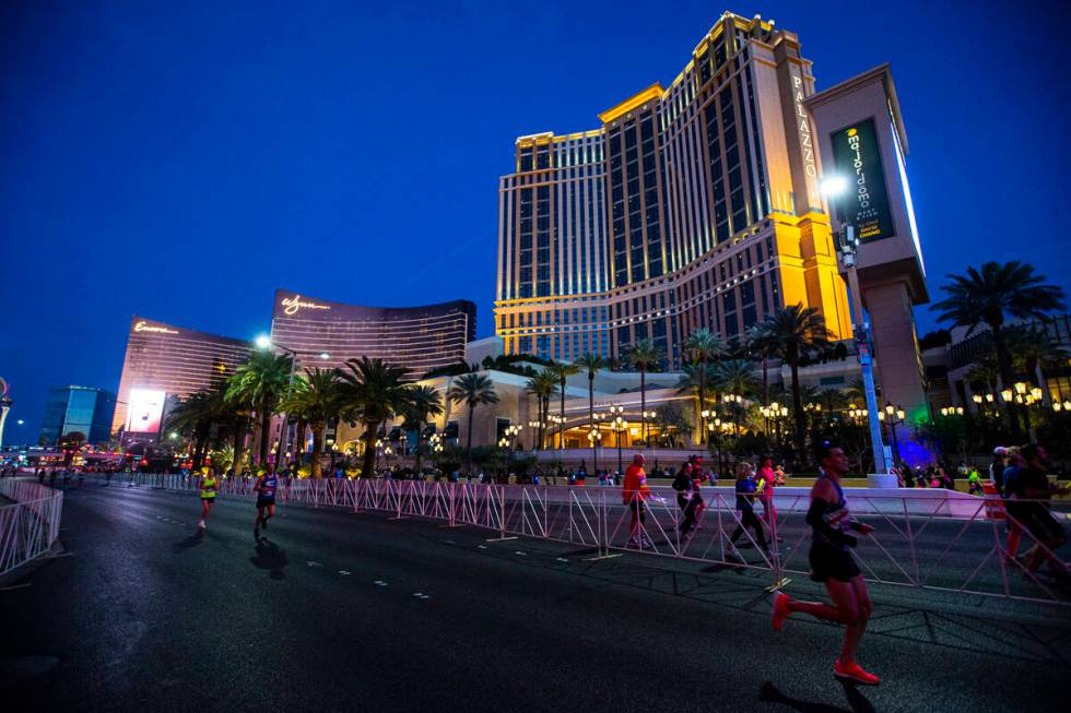 Participants compete during the Rock ‘n’ Roll Las Vegas half marathon and 10-kilo ...