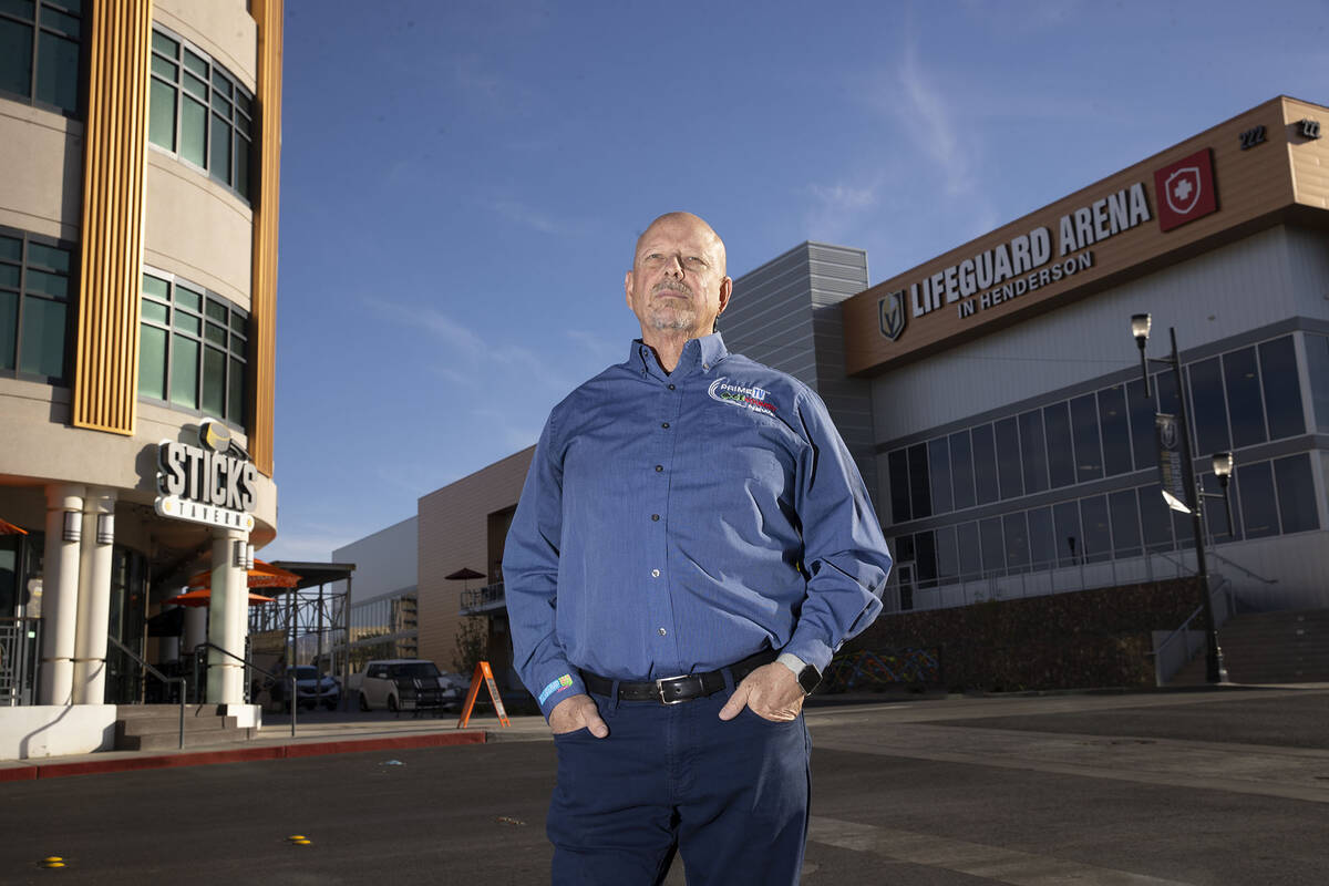 Vern Van Winkle, president and CEO of KPVM Pahrump, in front of the downtown Henderson building ...