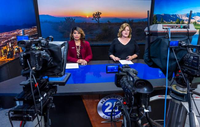 Anchors Eunette Gentry, left, and Deanna O’Donnell prepare to deliver the news. (L.E. Baskow ...