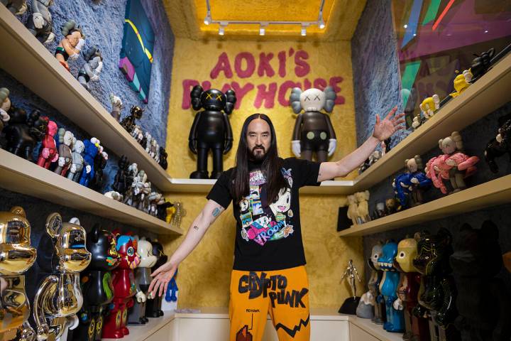 “This is a collector’s house,” DJ Steve Aoki says of his residence — the slogan on the ...