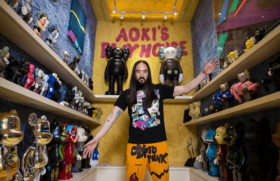 “This is a collector’s house,” DJ Steve Aoki says of his residence — the slogan on the ...
