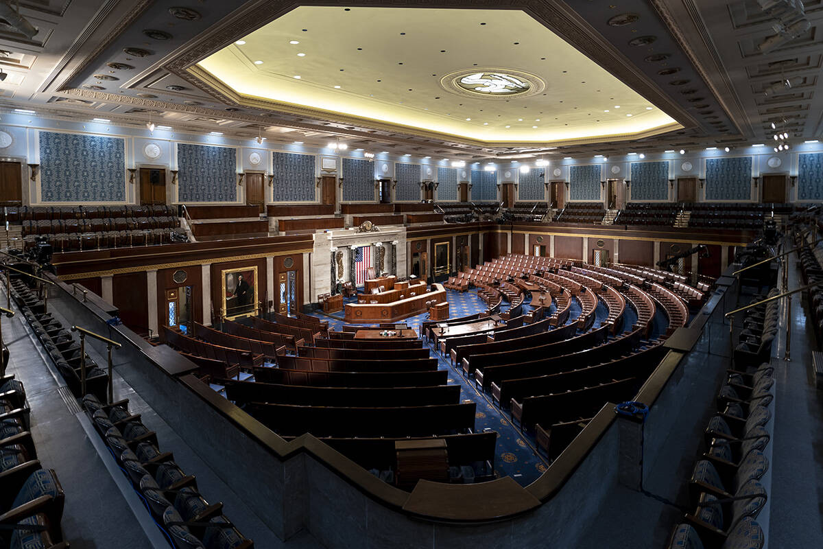 The chamber of the House of Representatives is seen at the Capitol in Washington, Monday, Feb. ...