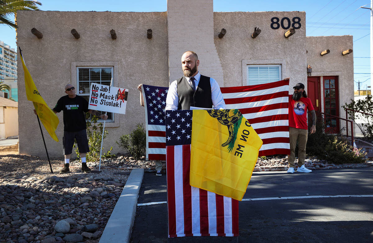 Justin Andersch addresses members of the news media on Tuesday, March 1, 2022, outside Craig Mu ...