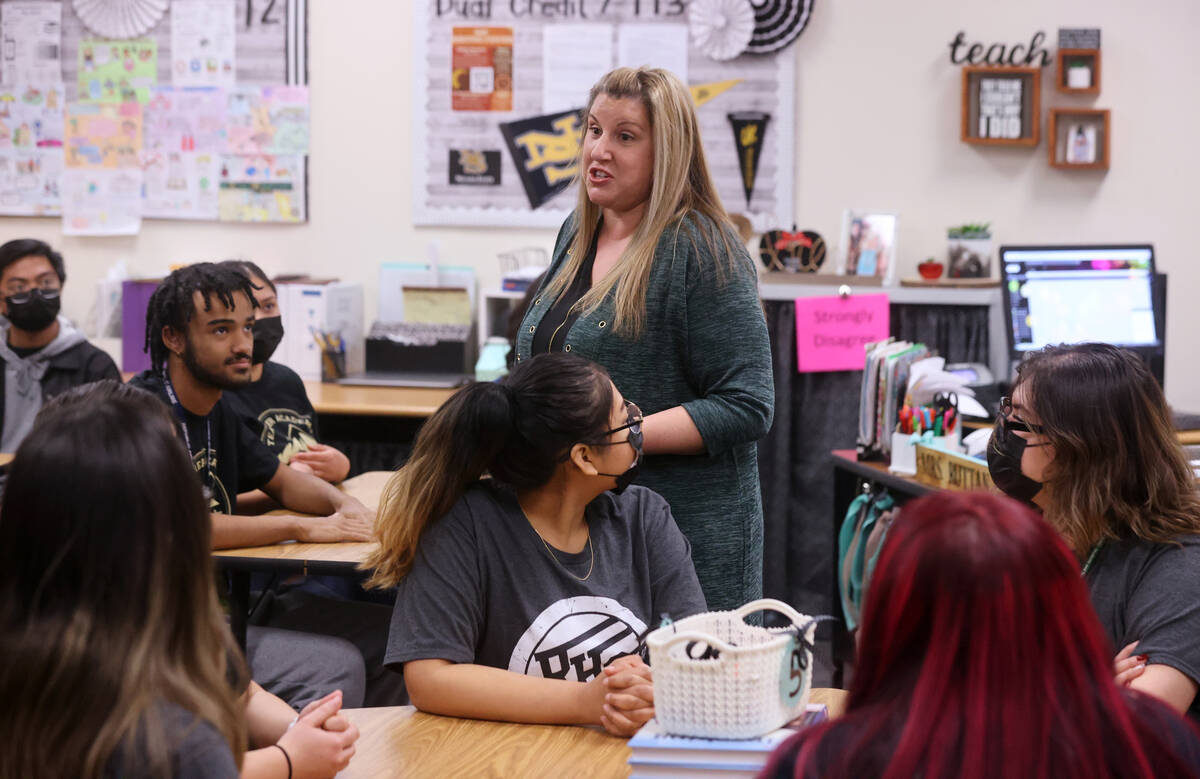 Rachel Ruttan talks during the “teaching and training” program at Rancho High School in Nor ...