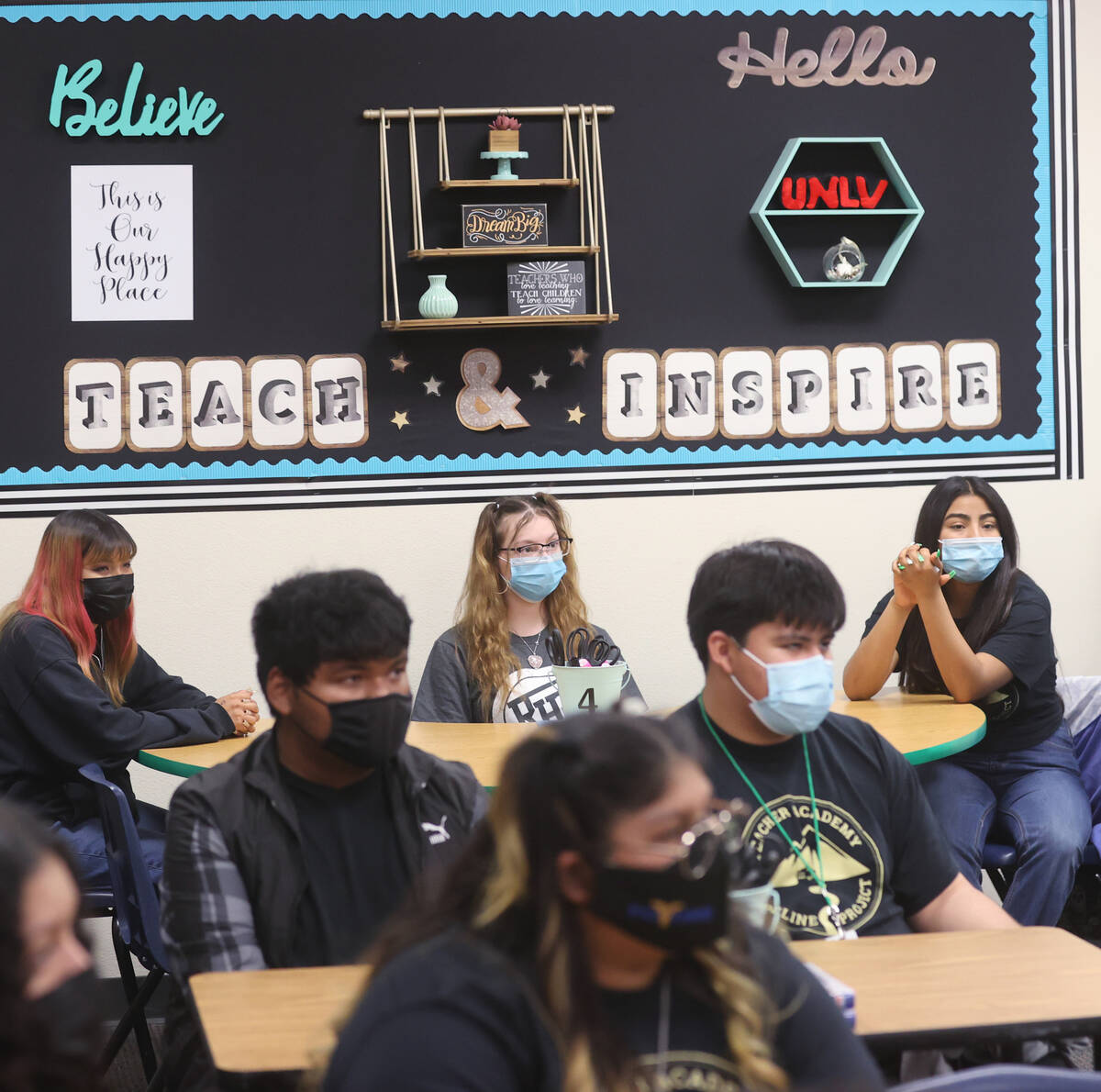 Students listen during the “teaching and training” program at Rancho High School in North L ...