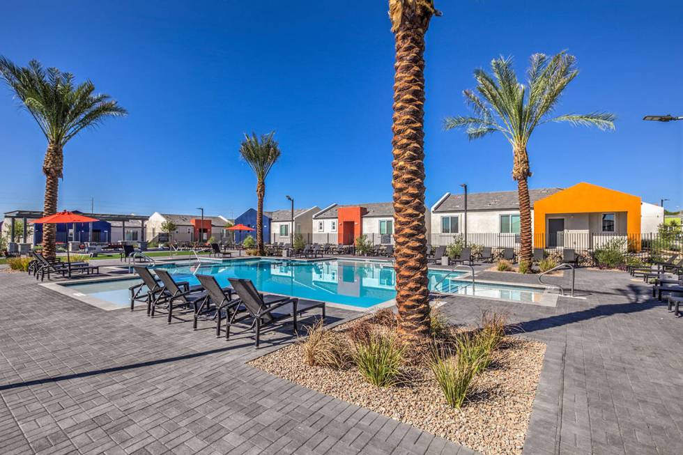 Moderne at Centennial, a 14-acre build-to-rent community situated in North Las Vegas at North 5 ...